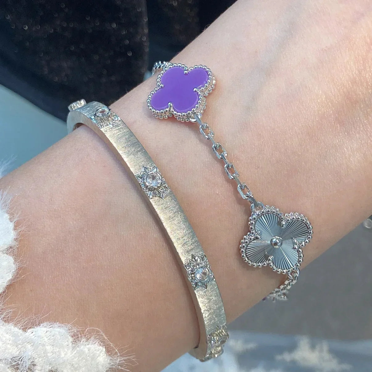 [Everoly JW]  CLOVER 5 MOTIF VIOLET BRACELET COLLECTION