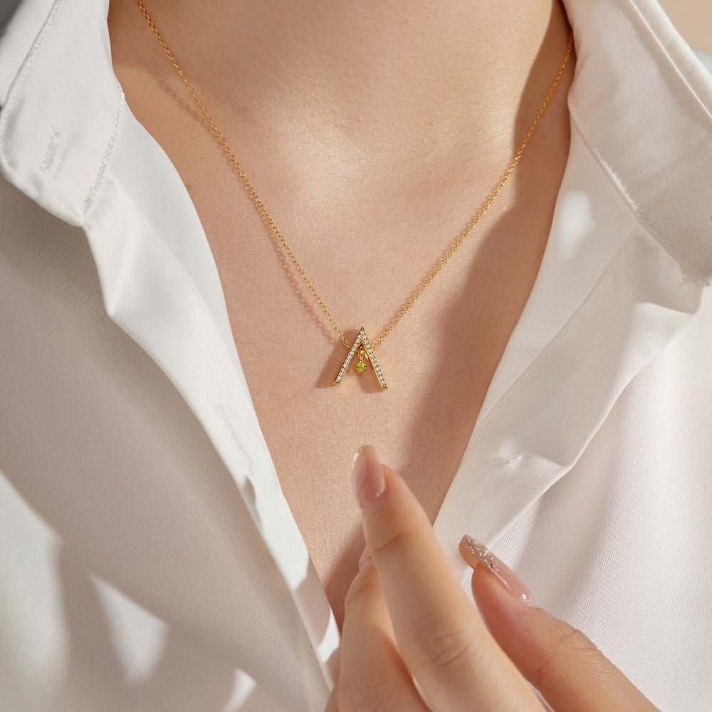 [Everoly JW]Sparkling "A" Shape Necklace
