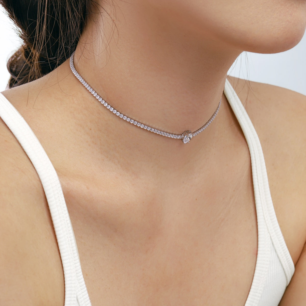 [Everoly JW]1.0 carat Unique Pear Cut Tennis Necklace