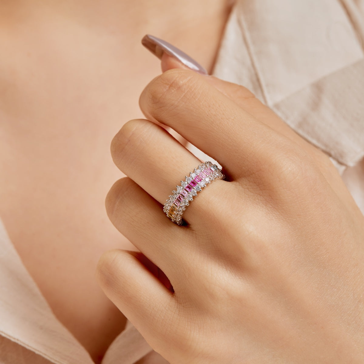 [Everoly JW]Ornate Colorful Radiant Cut Daily Ring