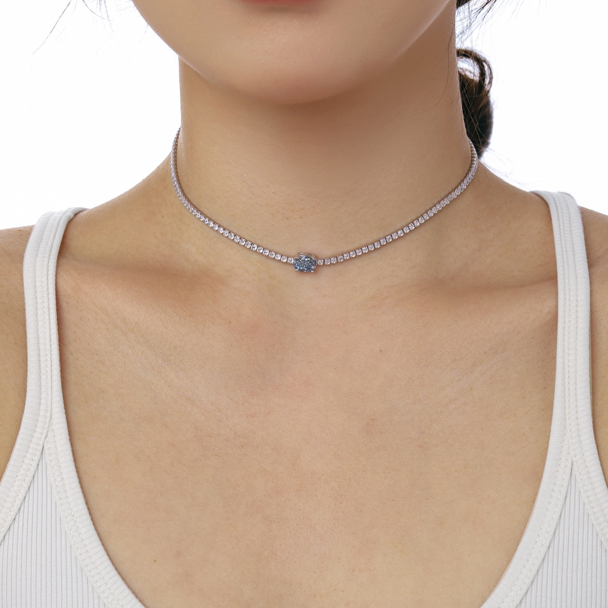 [Everoly JW]1.0 Carat Shining Oval Cut Necklace