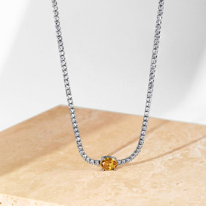 [Everoly JW]1.0 Carat Shining Oval Cut Necklace