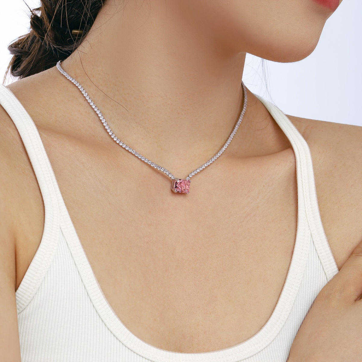 [Everoly JW]4.0 Carat Elegant Radiant Cut Necklace