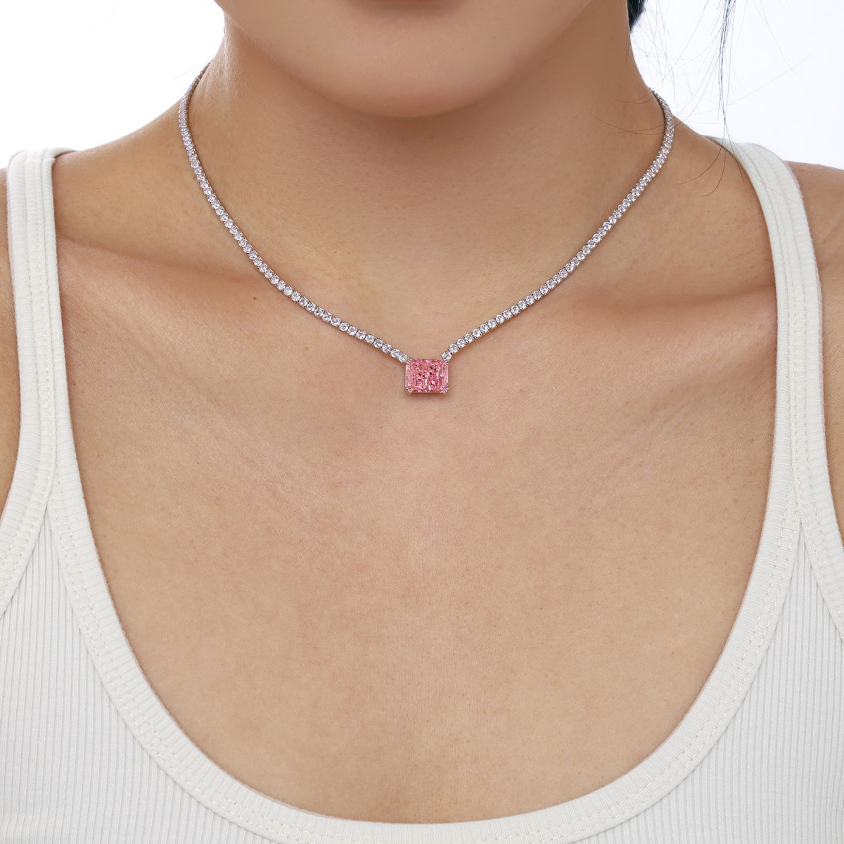 [Everoly JW]4.0 Carat Elegant Radiant Cut Necklace