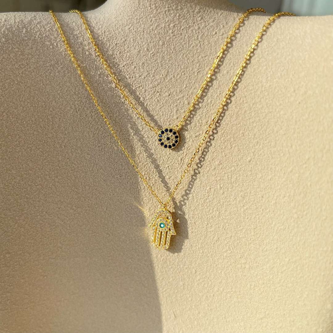 [Everoly JW]Demon Eye Hamsa Palm Necklace