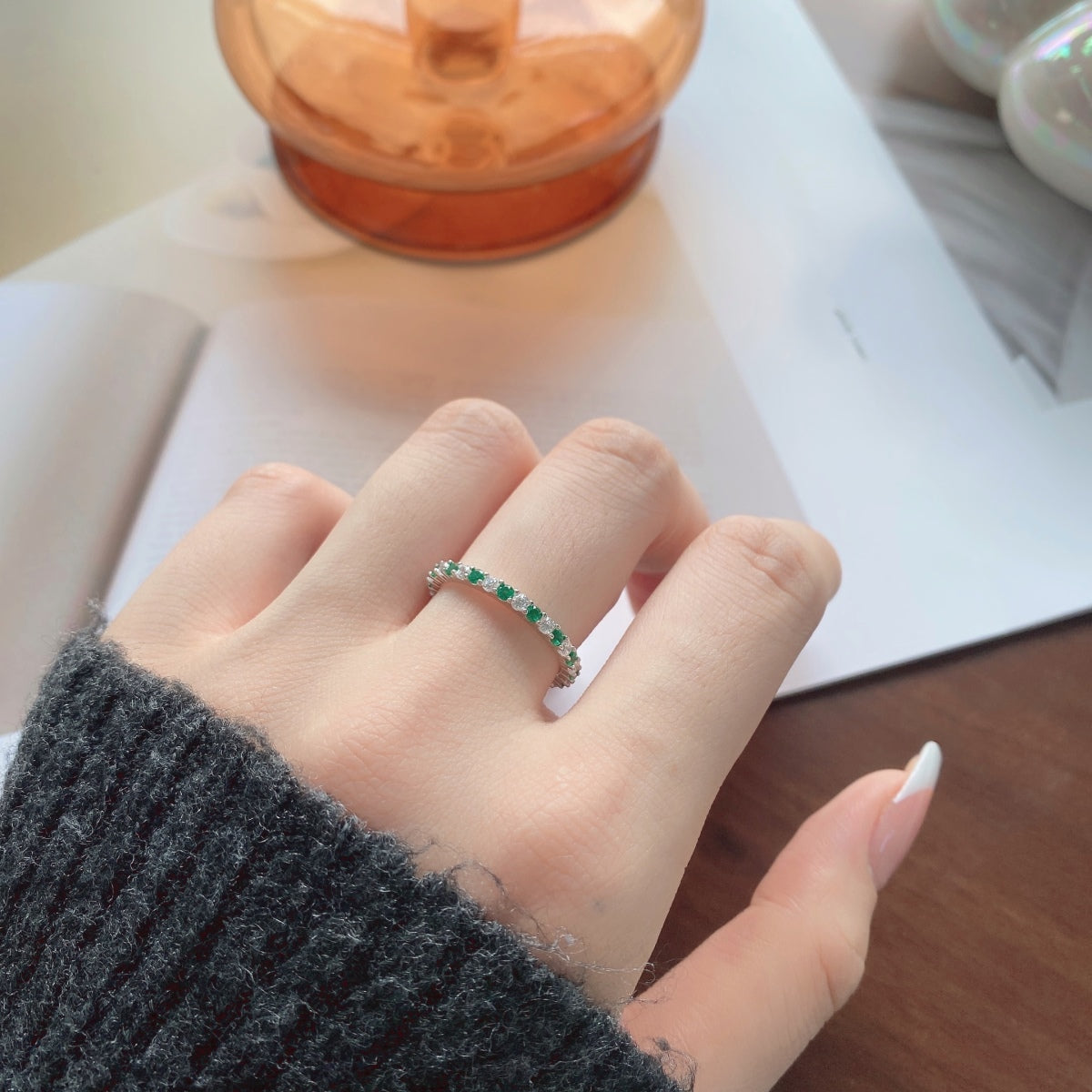 [Everoly JW]Exquisite Colorful Round Cut Tennis Ring