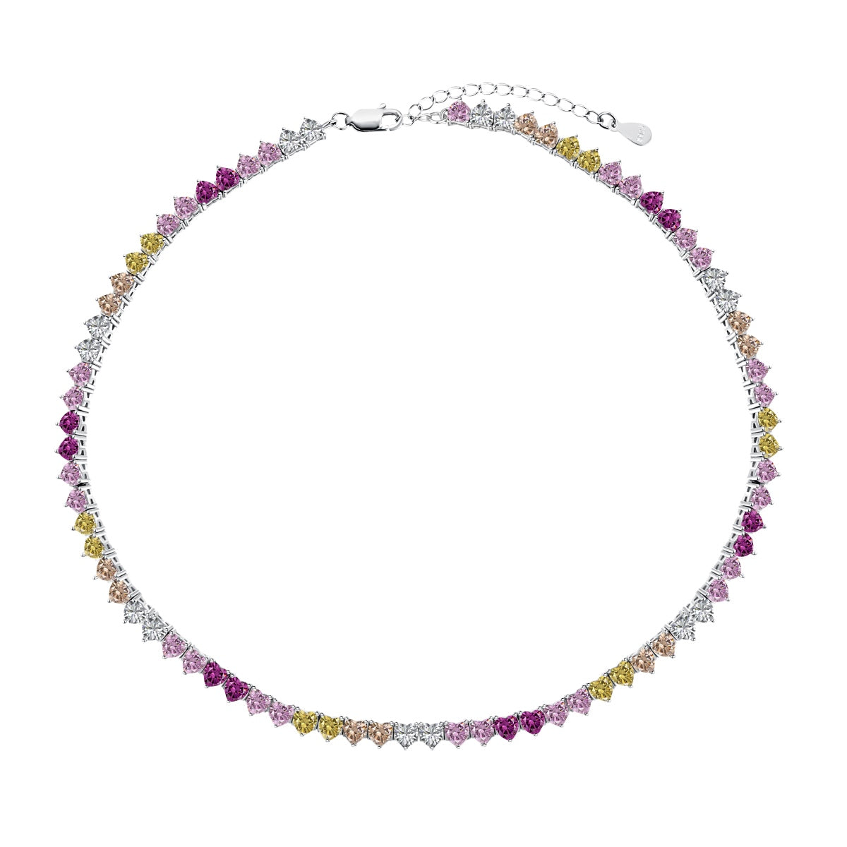 [Everoly JW]Sparkling Colorful Full Heart Tennis Necklace