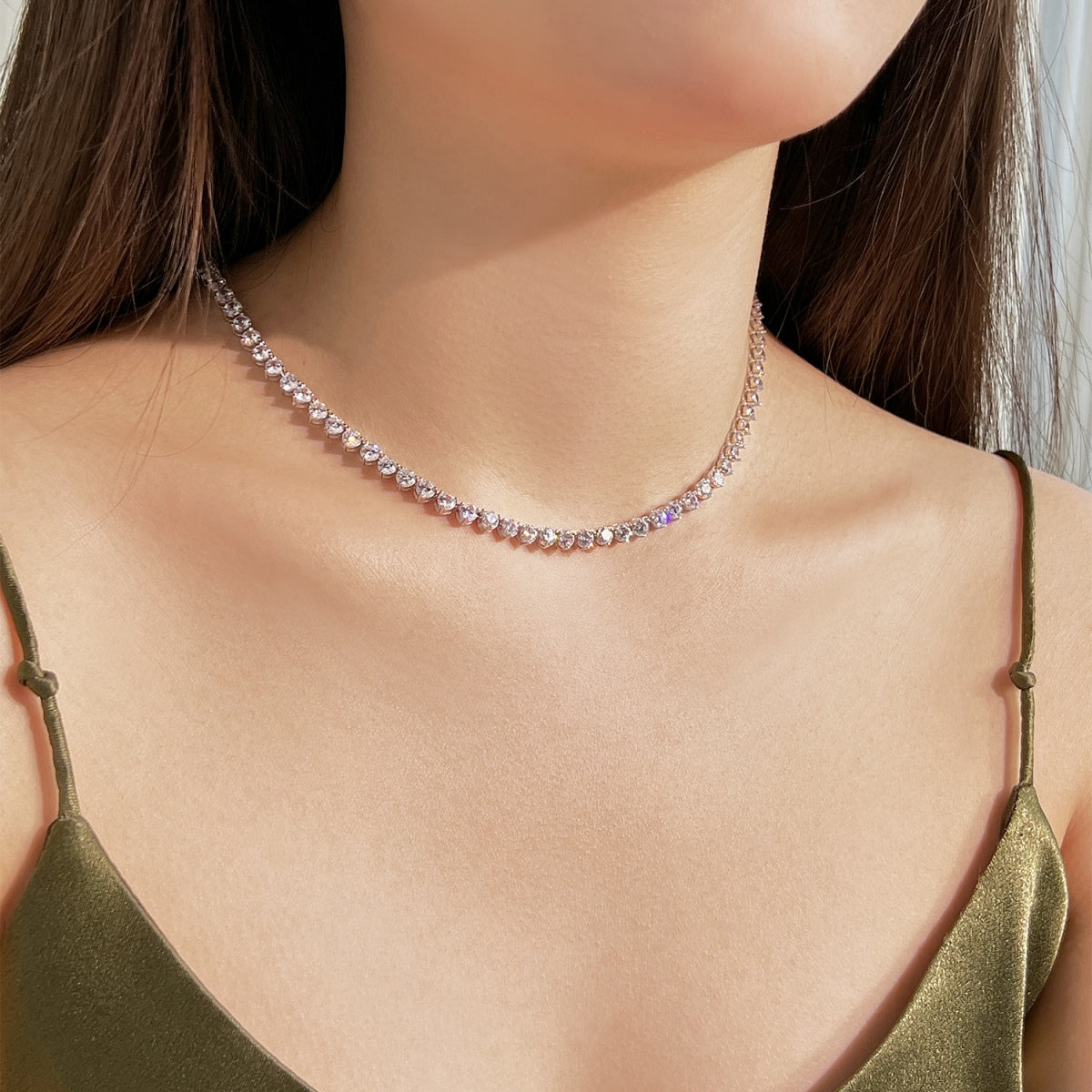 [Everoly JW]Ornate Heart Cut Tennis Necklace