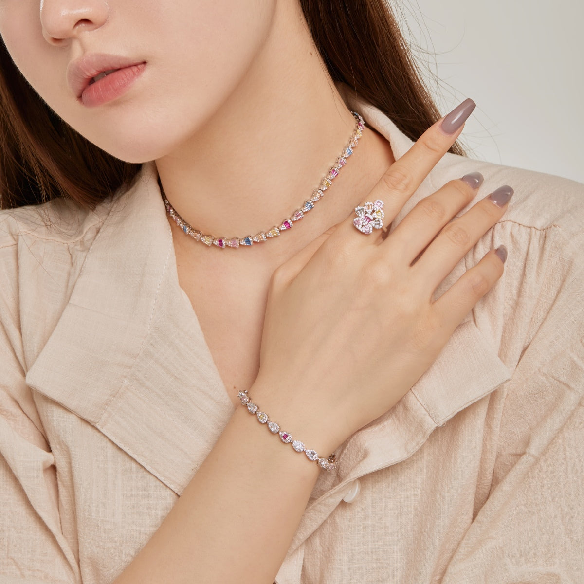 [Everoly JW]Radiant Colorful Rainbow Necklace