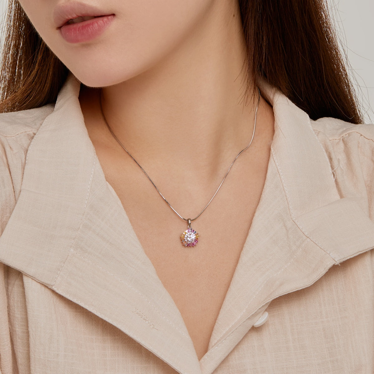 [Everoly JW]Charming Flower Colorful Necklace