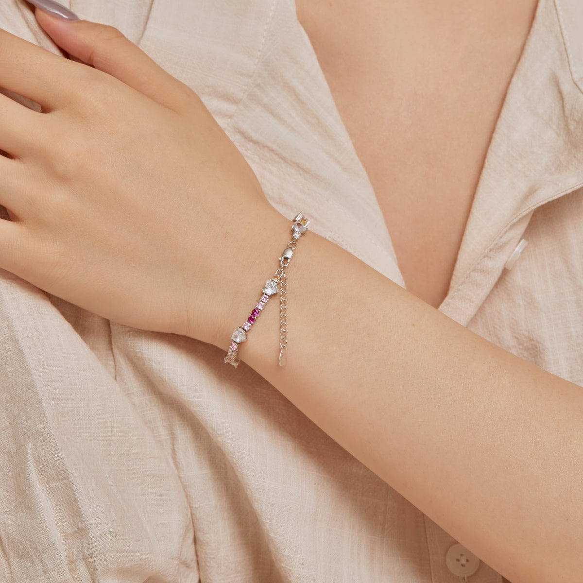 [Everoly JW]Romantic Heart Shape Round Cut Lover Bracelet