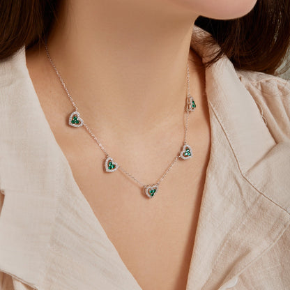 [Everoly JW]Sparkling Five Heart Necklace