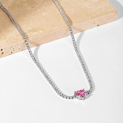 [Everoly JW]2.0 Carat Sparkling Tennis Heart Cut Necklace