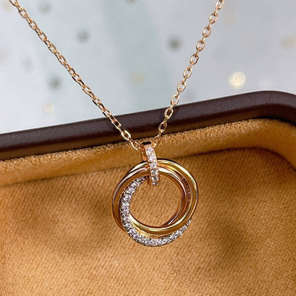 [Everoly JW]TRINITY NECKLACE SILVER GOLD PINK GOLD DIAMONDS