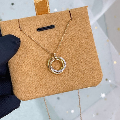 [Everoly JW]TRINITY NECKLACE SILVER GOLD PINK GOLD DIAMONDS