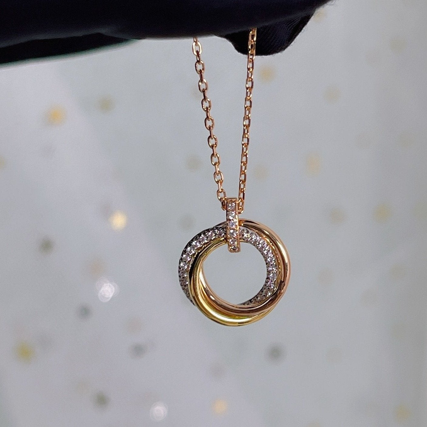 [Everoly JW]TRINITY NECKLACE SILVER GOLD PINK GOLD DIAMONDS