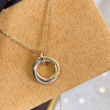 [Everoly JW]TRINITY NECKLACE SILVER GOLD PINK GOLD DIAMONDS