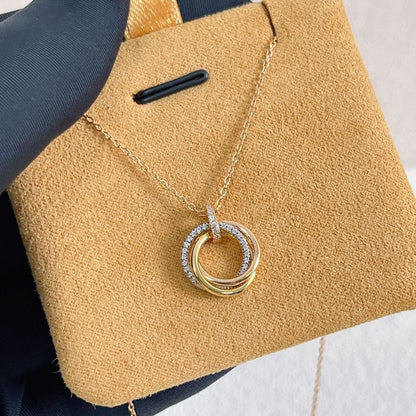 [Everoly JW]TRINITY NECKLACE SILVER GOLD PINK GOLD DIAMONDS