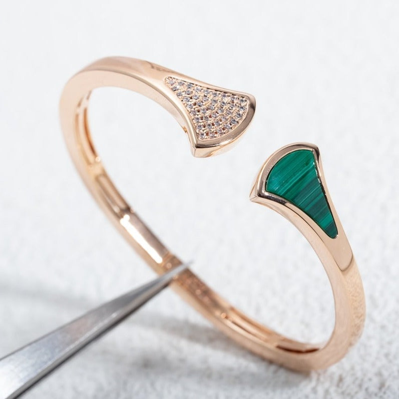 [Everoly JW]DREAM BRACELET OPEN MALACHITE PINK GOLD