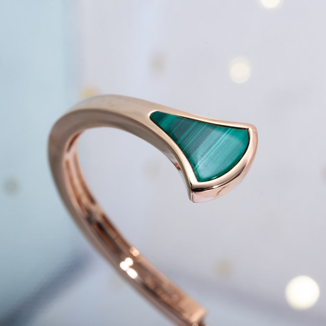 [Everoly JW]DREAM BRACELET OPEN MALACHITE PINK GOLD