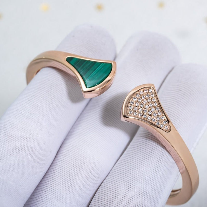 [Everoly JW]DREAM BRACELET OPEN MALACHITE PINK GOLD