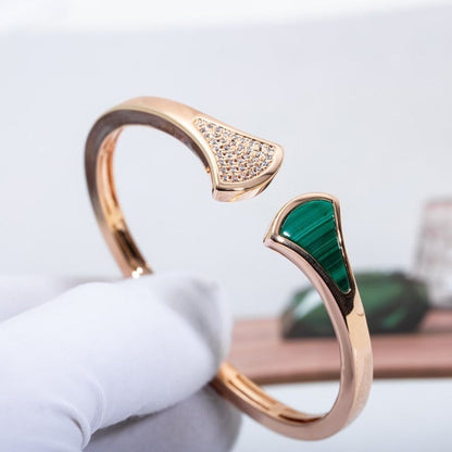 [Everoly JW]DREAM BRACELET OPEN MALACHITE PINK GOLD