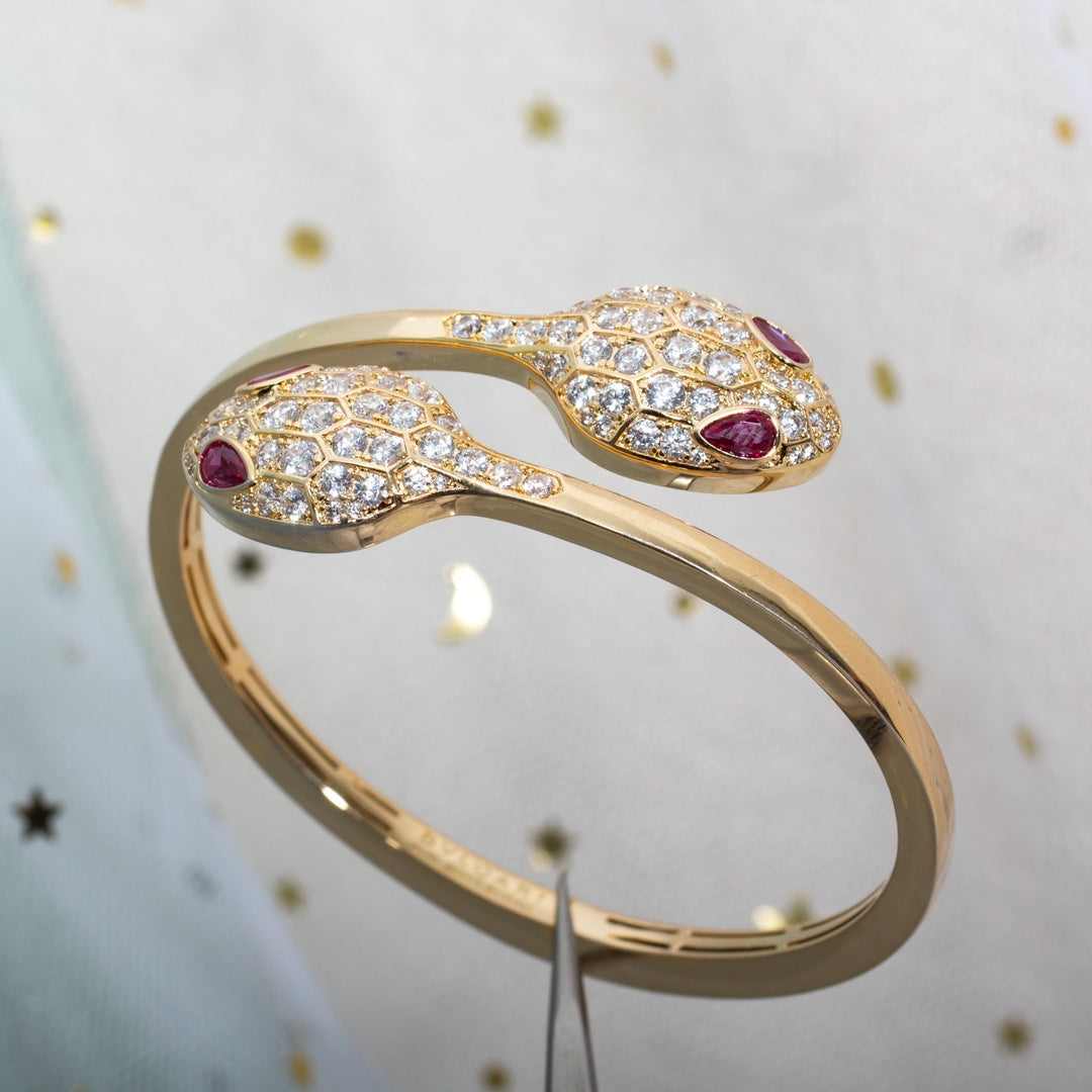 [Everoly JW]SERPENTI BRACELET PINK GOLD DIAMOND DOUBLE SNAKE