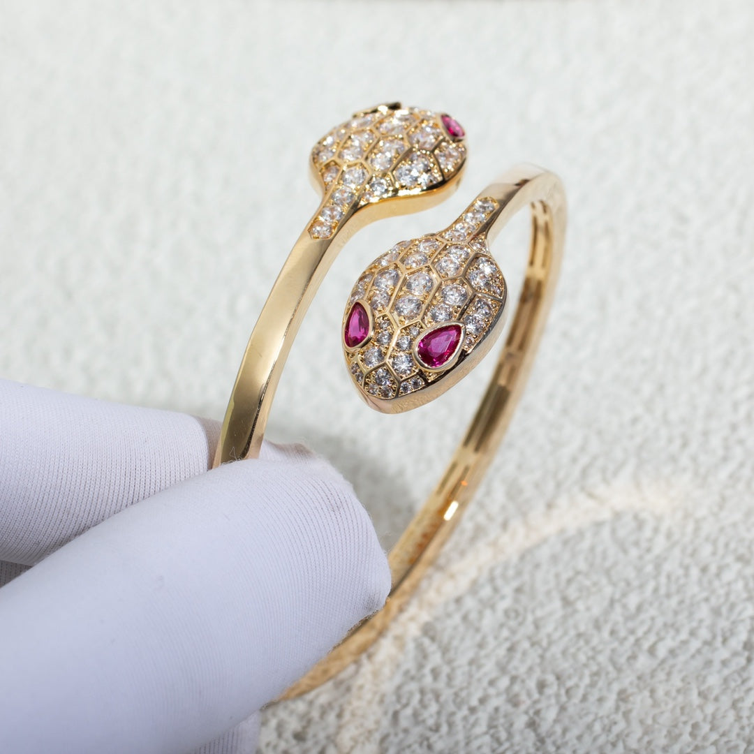 [Everoly JW]SERPENTI BRACELET PINK GOLD DIAMOND DOUBLE SNAKE