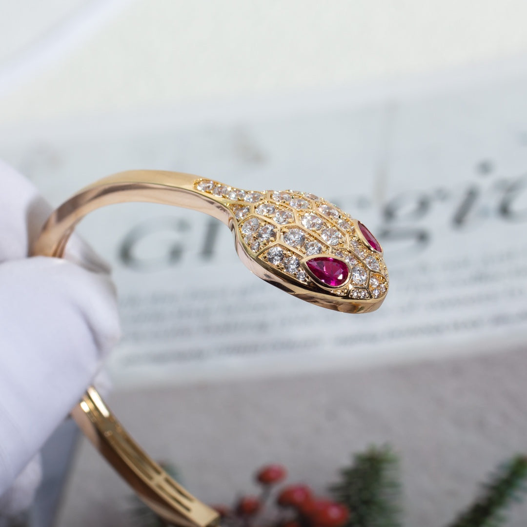 [Everoly JW]SERPENTI BRACELET PINK GOLD DIAMOND DOUBLE SNAKE