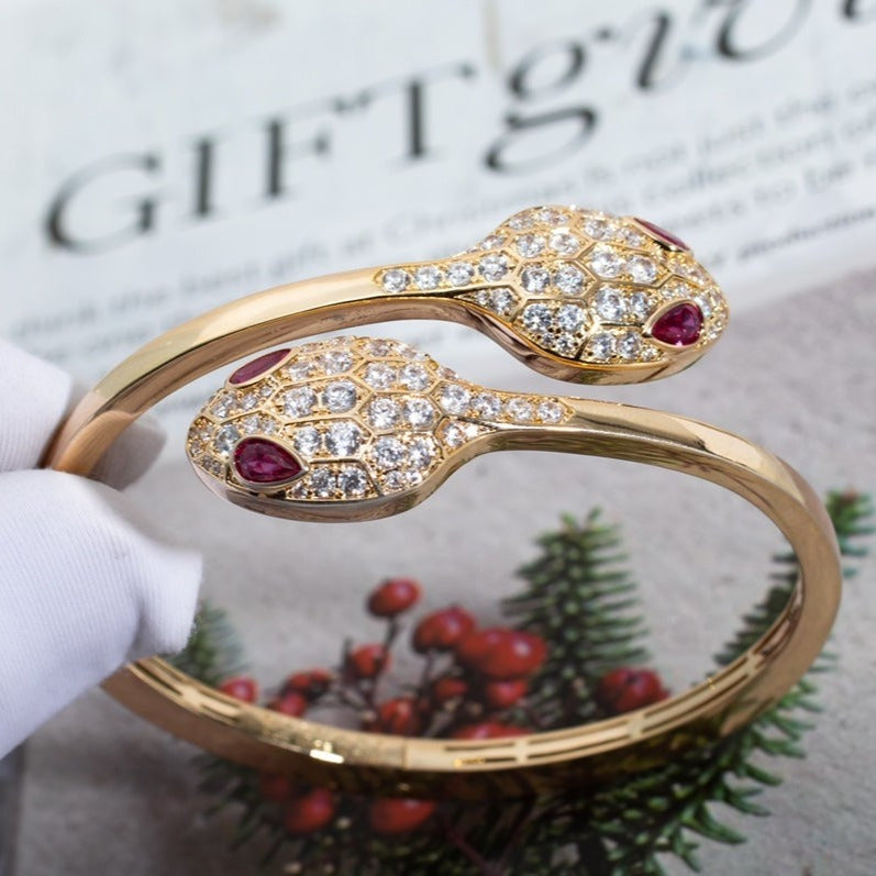 [Everoly JW]SERPENTI BRACELET PINK GOLD DIAMOND DOUBLE SNAKE