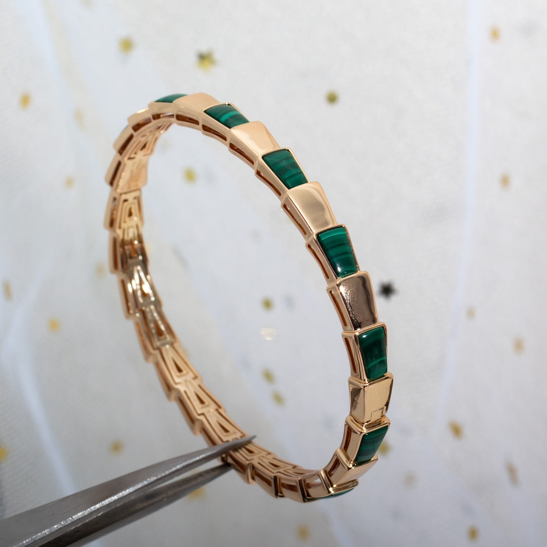 [Everoly JW]SERPENTI BRACELET PINK GOLD MALACHITE