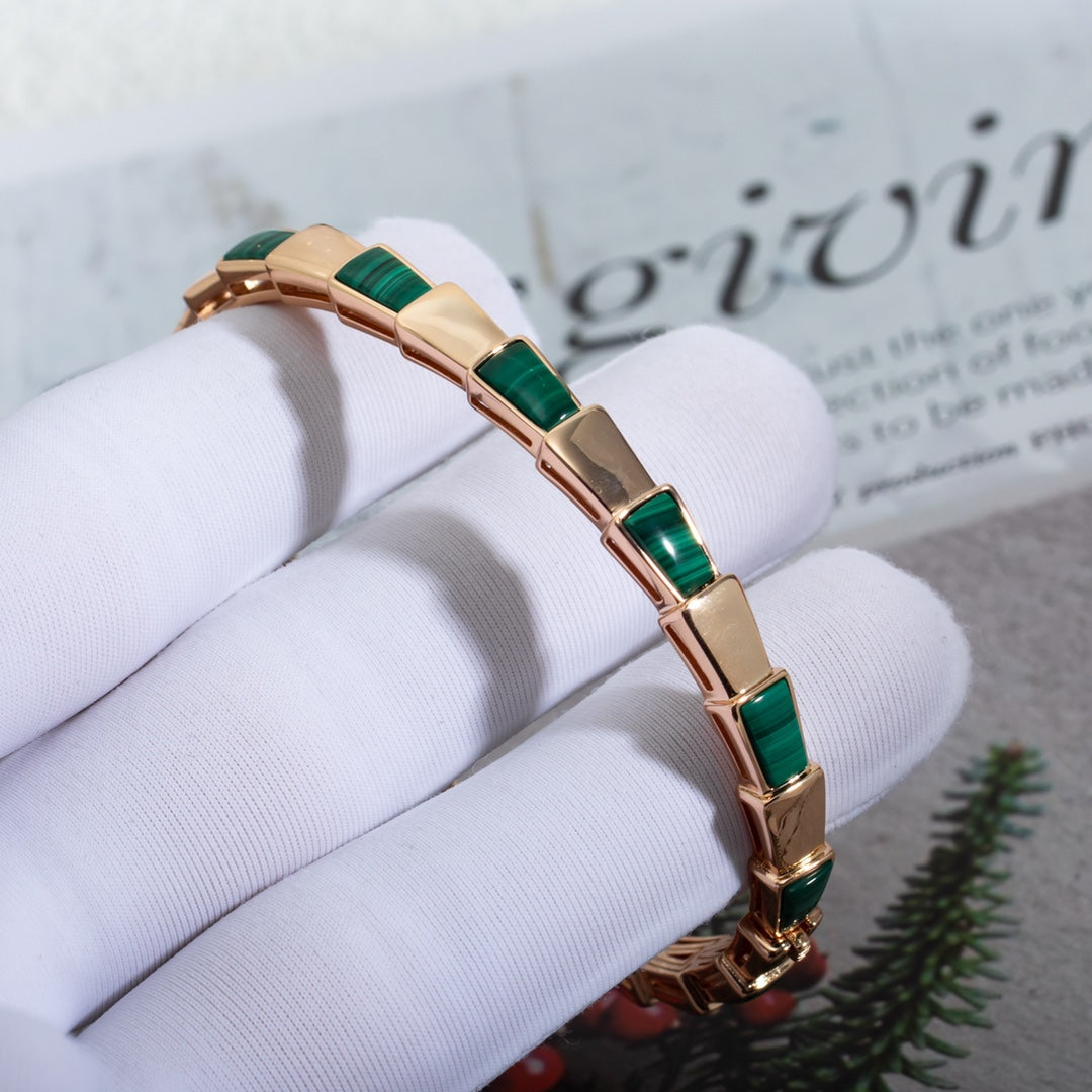 [Everoly JW]SERPENTI BRACELET PINK GOLD MALACHITE