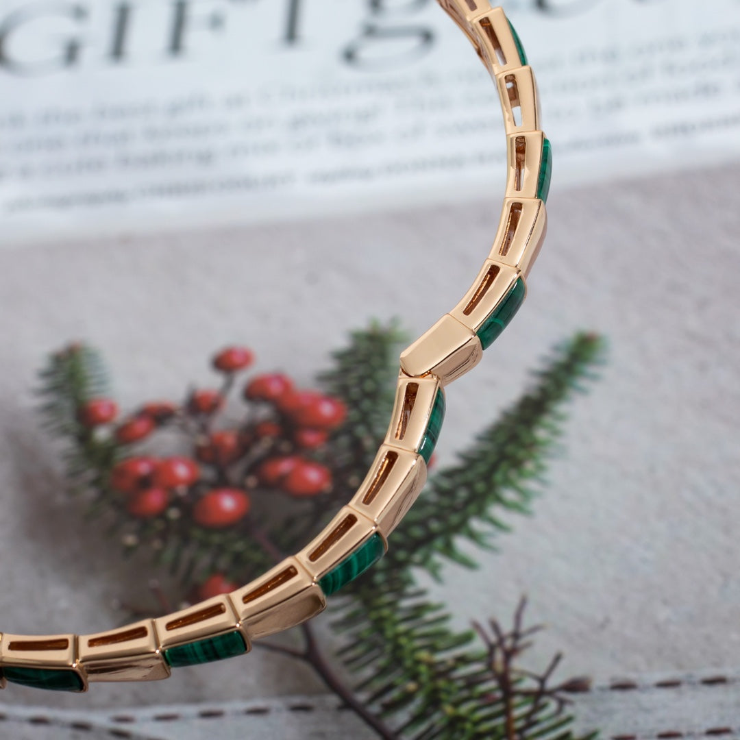 [Everoly JW]SERPENTI BRACELET PINK GOLD MALACHITE