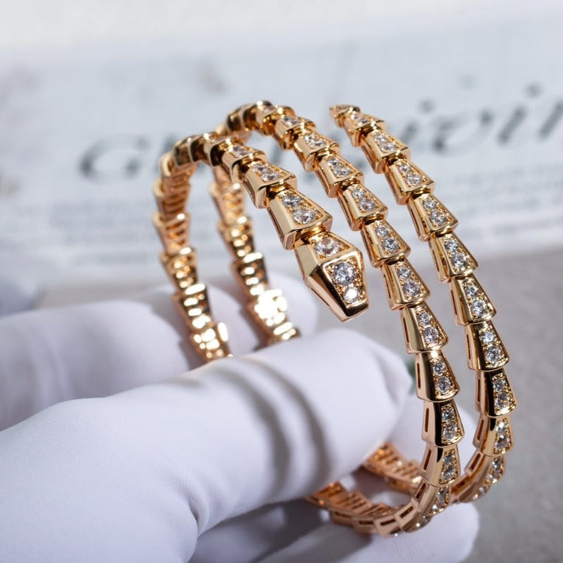 [Everoly JW]SERPENTI BRACELET PINK GOLD DIAMOND DOUBLE ROW