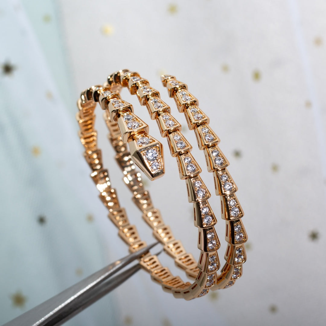 [Everoly JW]SERPENTI BRACELET PINK GOLD DIAMOND DOUBLE ROW