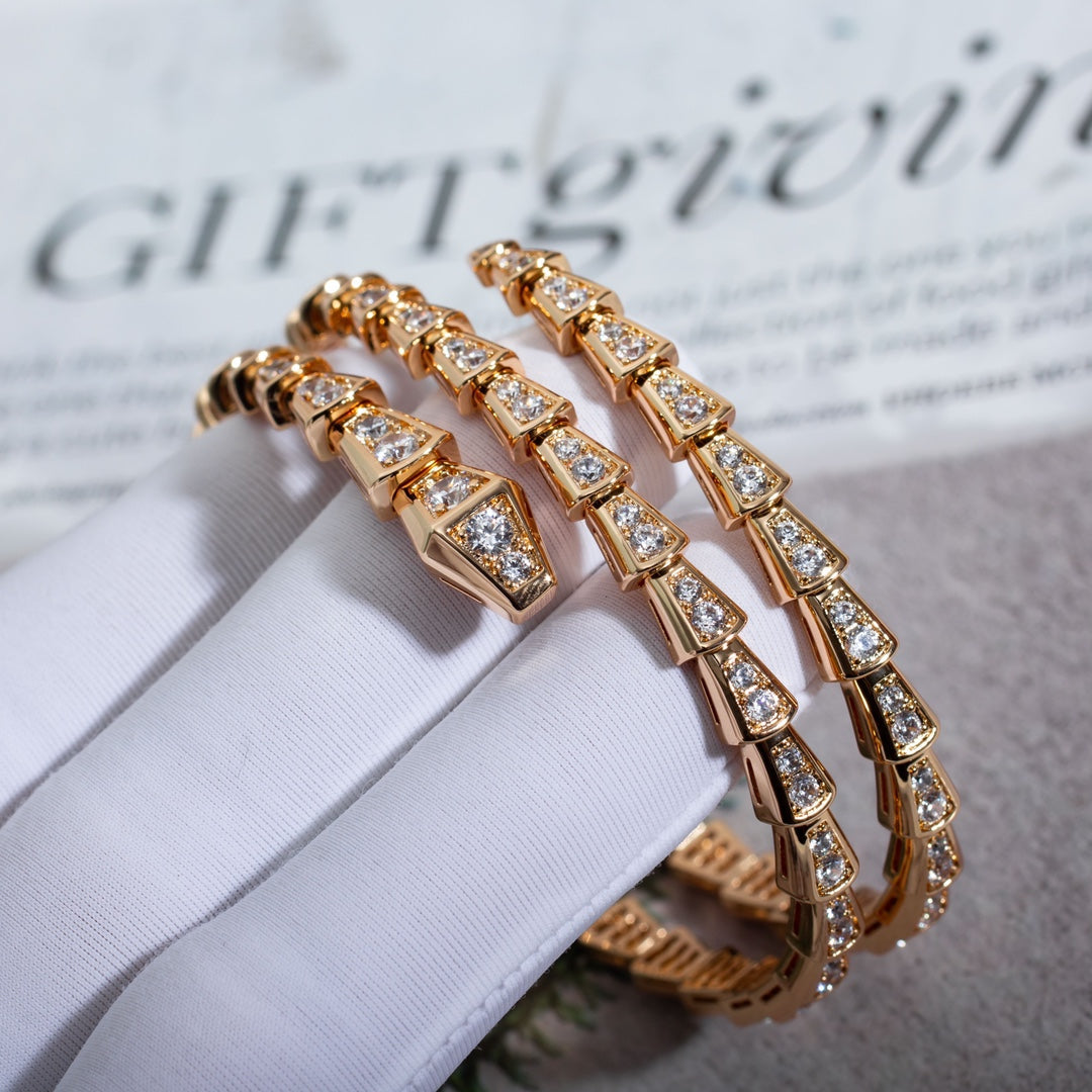 [Everoly JW]SERPENTI BRACELET PINK GOLD DIAMOND DOUBLE ROW