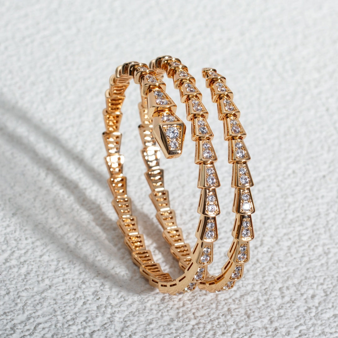 [Everoly JW]SERPENTI BRACELET PINK GOLD DIAMOND DOUBLE ROW