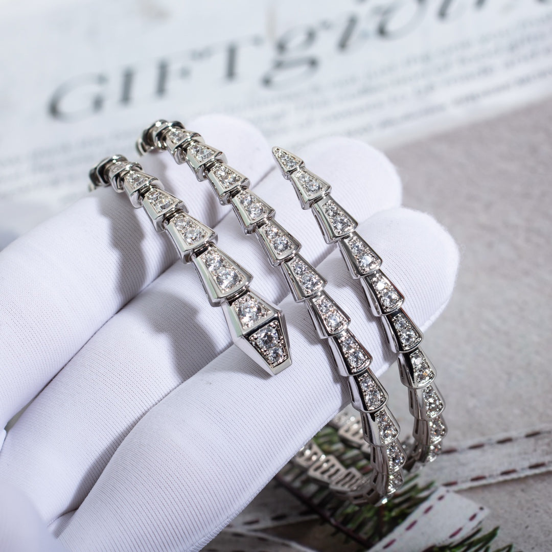 [Everoly JW]SERPENTI BRACELET SILVER DIAMOND DOUBLE ROW