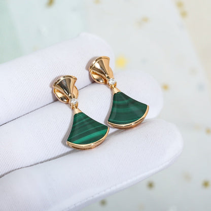 [Everoly JW]DREAM MALACHITE PINK GOLD EARRINGS