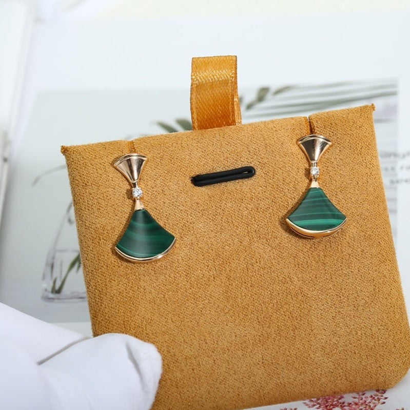 [Everoly JW]DREAM MALACHITE PINK GOLD EARRINGS