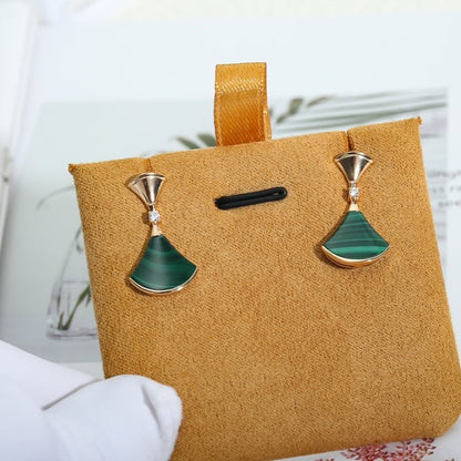 [Everoly JW]DREAM MALACHITE PINK GOLD EARRINGS