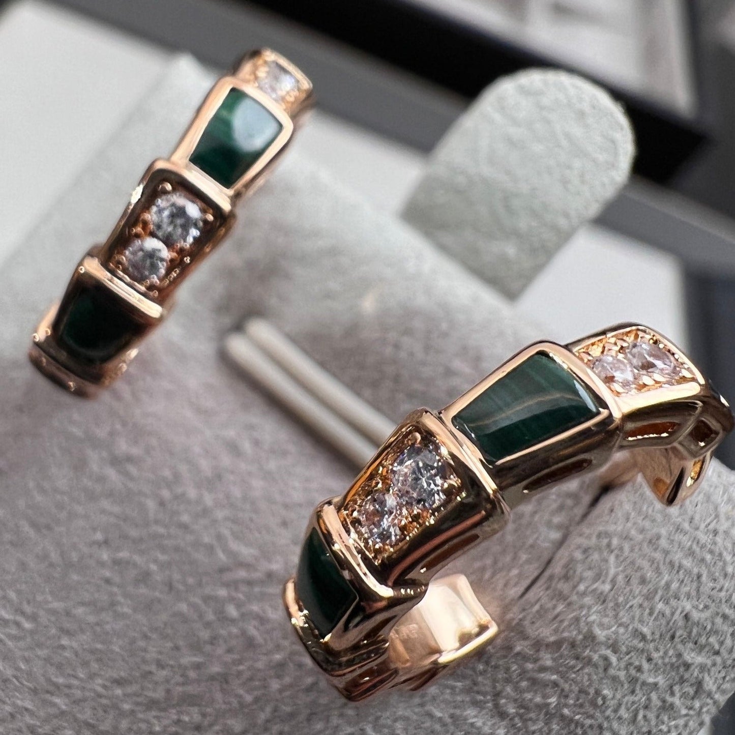 [Everoly JW]SERPENTI MALACHIT ROTGOLD OHRRINGE