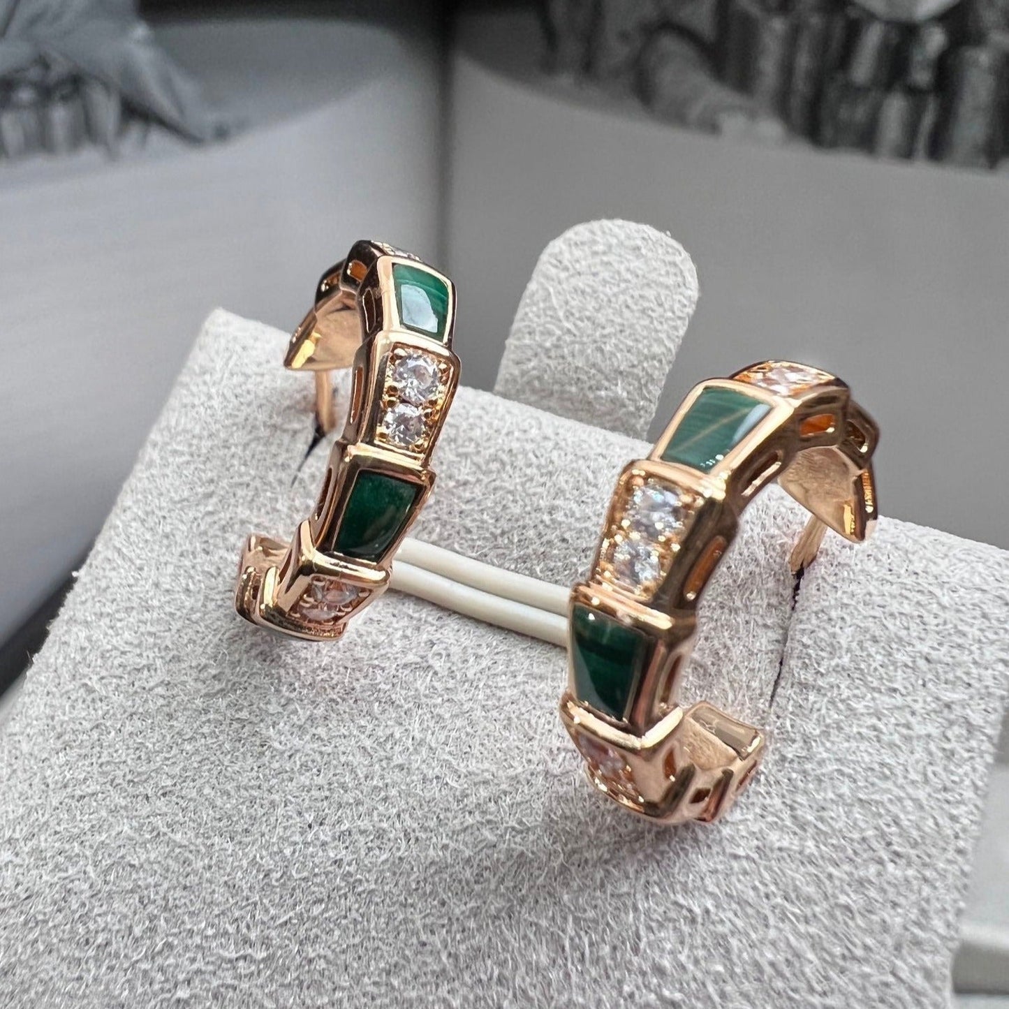 [Everoly JW]SERPENTI MALACHIT ROTGOLD OHRRINGE