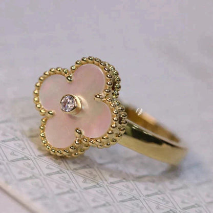[Everoly JW]CLOVER PINK MOP RING GOLD DIAMANT