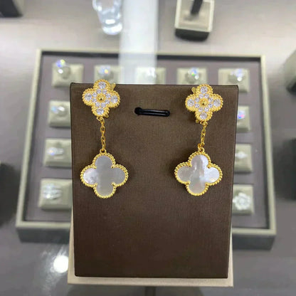[Everoly JW]CLOVER  2 MOTIFS  DIAMOND  EARRINGS (MULTIPLE CHOICESç´