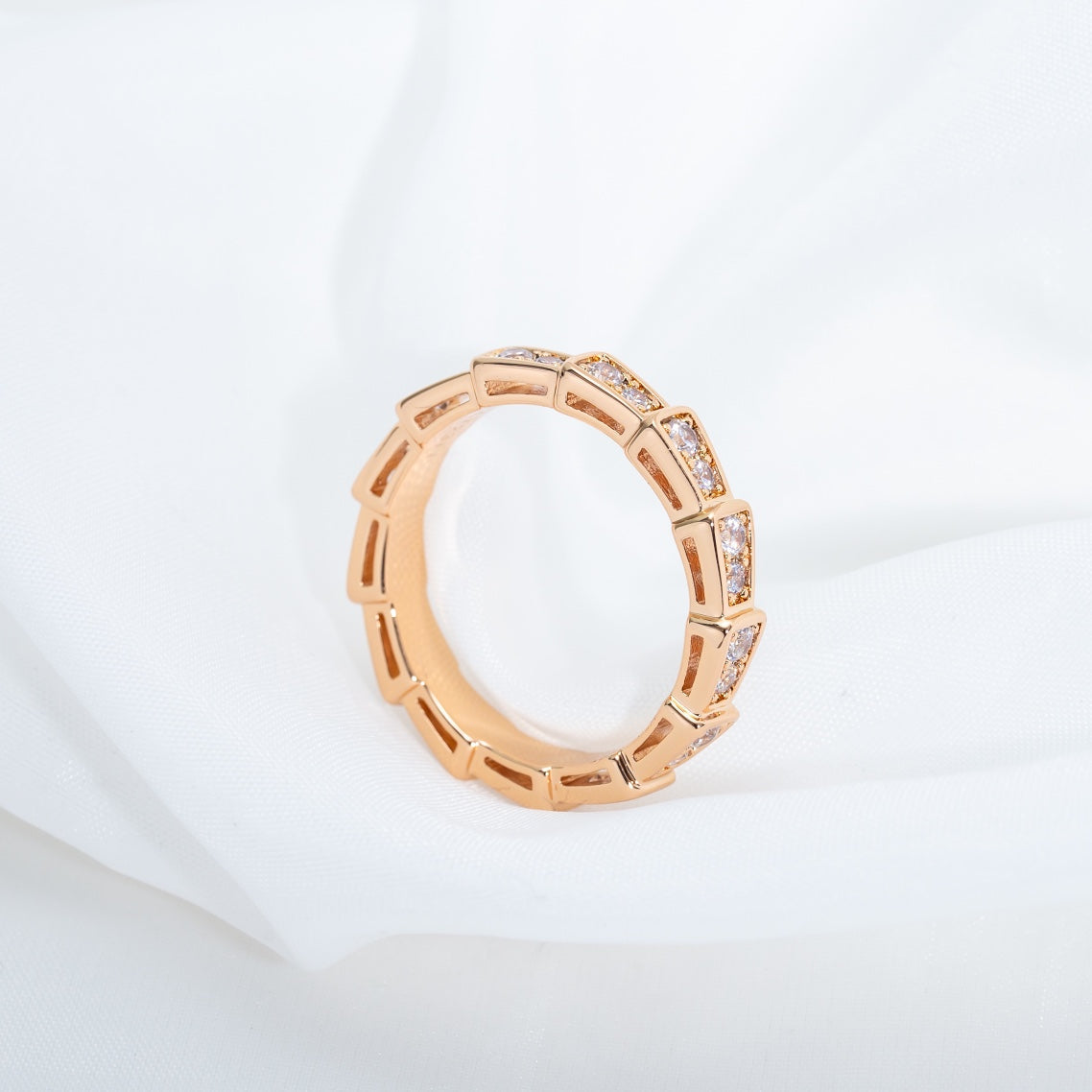 [Everoly JW]SERPENTI RING PINK GOLD DIAMOND PAVED 3MM