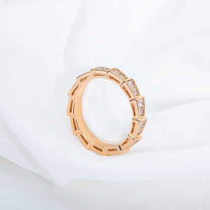 [Everoly JW]SERPENTI RING PINK GOLD DIAMOND PAVED 3MM