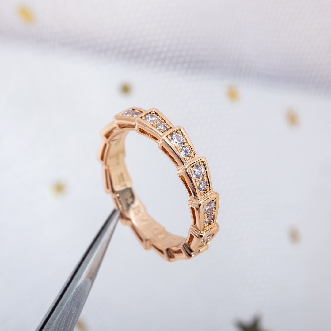 [Everoly JW]SERPENTI RING PINK GOLD DIAMOND PAVED 3MM