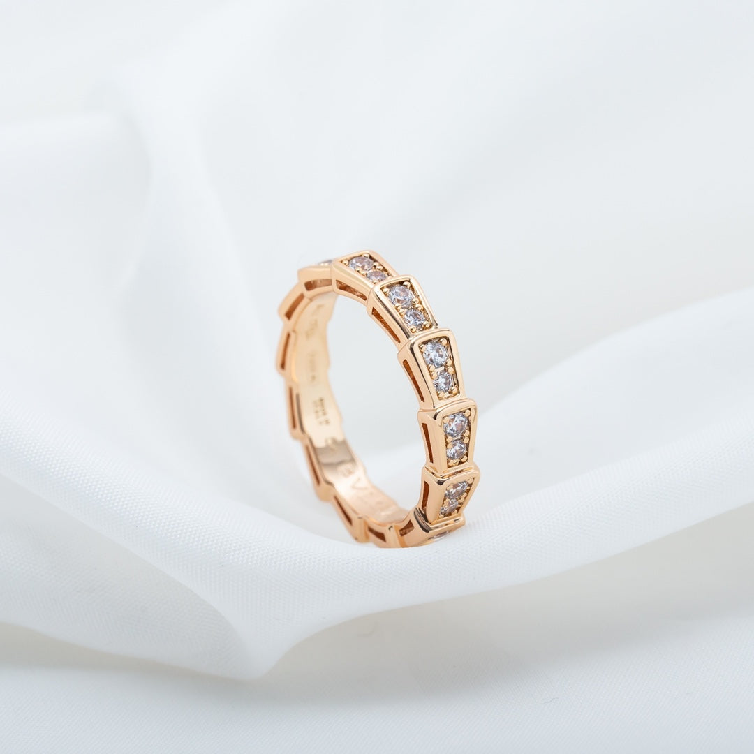 [Everoly JW]SERPENTI RING PINK GOLD DIAMOND PAVED 3MM