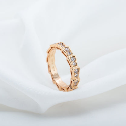 [Everoly JW]SERPENTI RING PINK GOLD DIAMOND PAVED 3MM